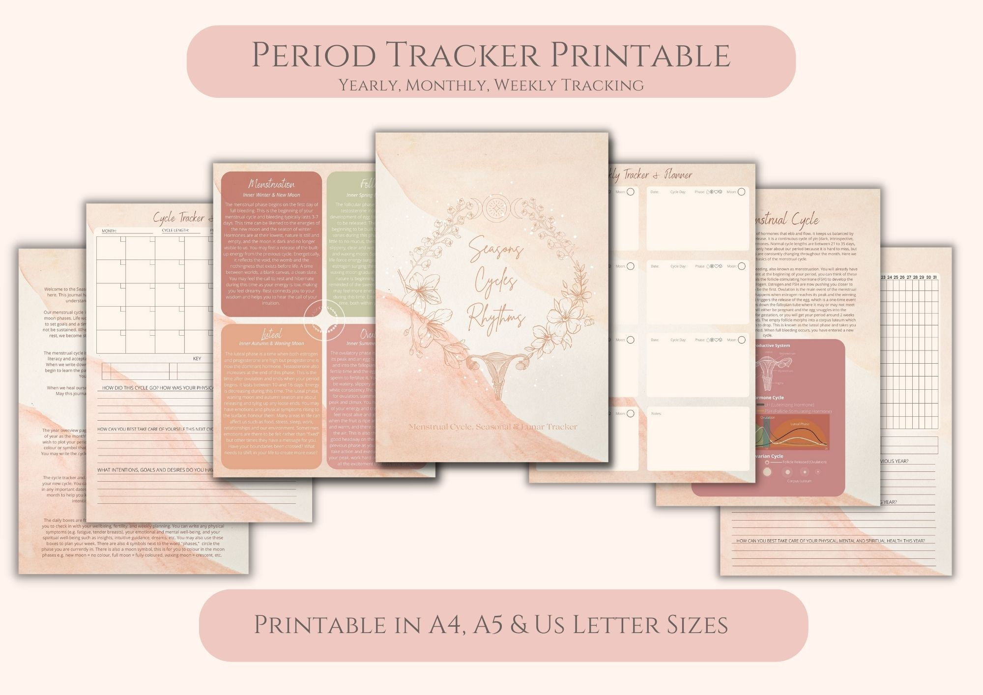 Period Tracker Printable Bundle PDF Period Journal Printable Menstrual