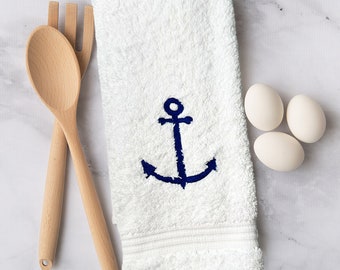 Anchor Hand Towel / Summer Hand Towels / Summer Bathroom Décor / Summer Kitchen Décor / Summer Home Décor / Summer Hand Towel / Boat Décor