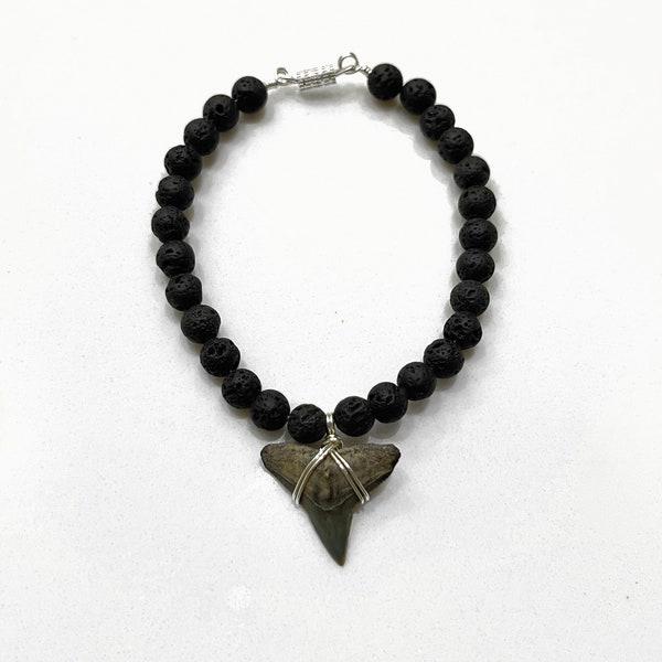 Beaded Fossilized Shark Tooth Bracelet