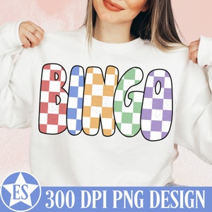 Retro Bingo PNG Sublimation Design | Checkered Bingo Sublimation Bingo Printable Bingo Shirt Png Bingo Night Shirt Png Digital Download