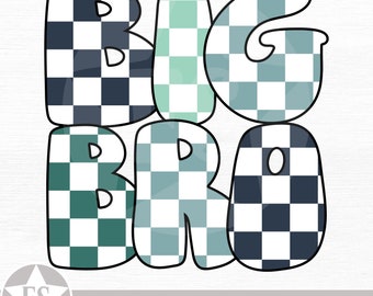 Retro Big Bro PNG | Checkered Big Bro Shirt Png Commercial Big Brother Png Design Boys Shirt Design Png Digital Download Groovy Big Bro Png