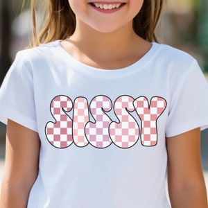 Checkered Retro Sissy Sister PNG Pink Trendy Sister Shirt Design Checked Sissy Sublimation PNG Digital Download Sister Png Sissy Png Files image 2