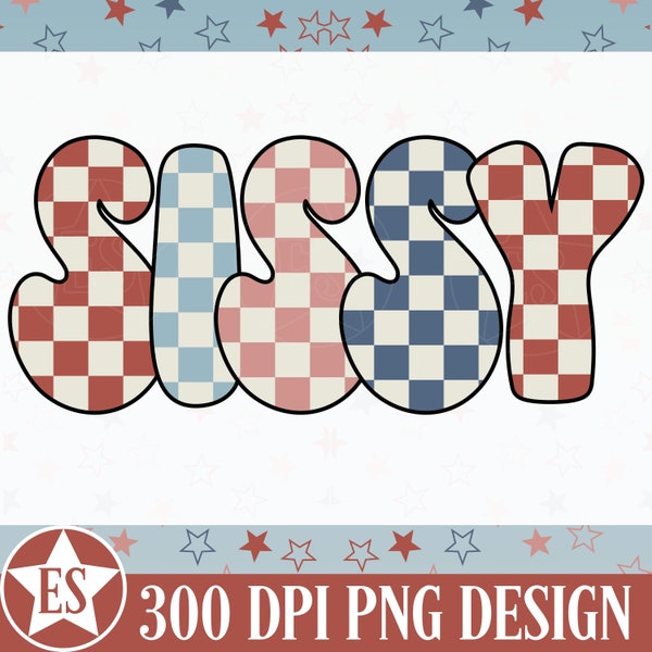 Retro 4th of July Sissy Png Sublimation Design | Checkered Little Sister Fourth of July Png Independence Day Sis Png July 4th Sister Png