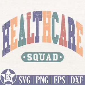 Varsity Healthcare SVG | Retro Healthcare Png Sublimation Design Esquadrão De Saúde Svg Profissionais De Saúde Svg Camisa De Saúde Arquivo Svg