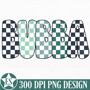 Retro Bubba PNG | Karierte Junge Png blau Bubba Shirt Design Trendy Bubs Png Junge Kleinkind Shirt Png Bubba Sublimation Digital Download Dateien