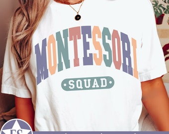 Varsity Montessori SVG | Retro Montessori Png Sublimation Design Montessori Teacher Svg Montessori Shirt Png Montessori T-Shirt Svg Cut File