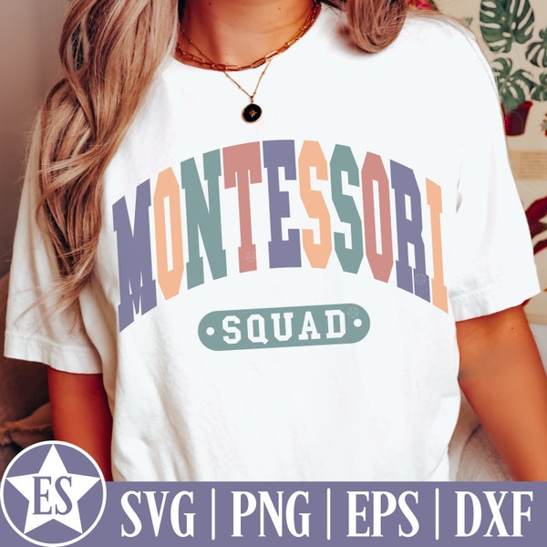 Varsity Montessori SVG | Retro Montessori Png Sublimation Design Montessori Teacher Svg Montessori Shirt Png Montessori T-Shirt Svg Cut File