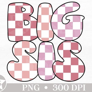 Big Sis PNG Datei | Große Schwester Png Große Sis T-Shirt Png Große Schwester Shirt Png Rosa Retro Schwester T-Shirt Png Design Sofortiger digitaler Download