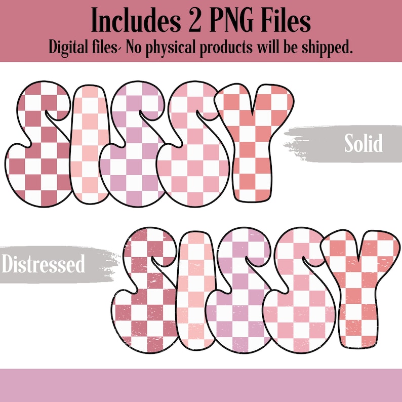 Checkered Retro Sissy Sister PNG Pink Trendy Sister Shirt Design Checked Sissy Sublimation PNG Digital Download Sister Png Sissy Png Files image 3