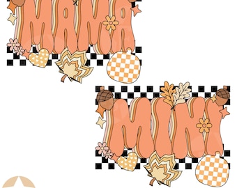 Retro Fall Mama and Mini Png Mama Mini Fall Png Thanksgiving Mama Mini Sublimation Mama Mini Autumn Digital Download Mama Mini Bundle Files