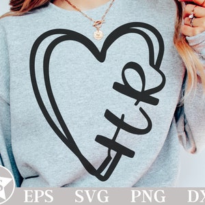 May include: A gray sweatshirt with a black outline of a heart with the word "HUG" written inside.