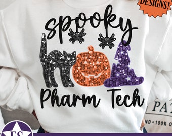 Faux Sequin Halloween Pharmacy Tech PNG | Fall Pharmacy Png Pharmacy Tech Halloween Png Spooky Pharmacy Technician Png Digital Download