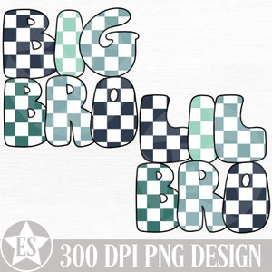 Xadrez Big Bro e Lil Bro PNG | Irmãos Combinando Camisas Png Irmãos Combinando Png Set Groovy Retro Big Bro Lil Bro Png Digital Download