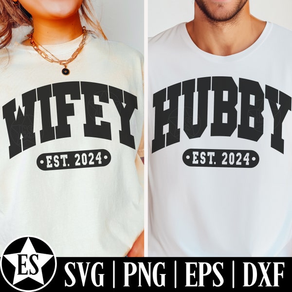 Hubby and Wife SVG | Hubby and Wifey Svg Wifey and Hubby Svg Husband and Wife Svg Hubby and Wifey Est. 2024 Png Honeymoon Shirt Svg Design