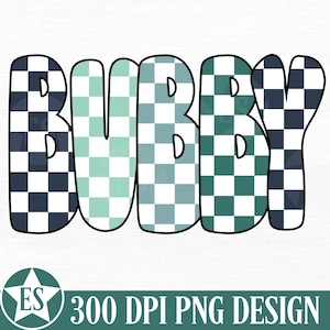 Retro Bubby PNG Sublimation Design | Blue Checkered Boy Png Bub Shirt Png Bubba Png Baby Brother Png Bubby T-Shirt Png Digital Download