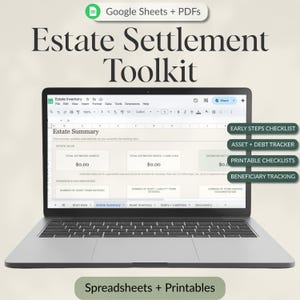 Estate Settlement Toolkit Probate Guide Executor Checklist Probate Inventory Probate Record Keeping PDF Probate Spreadsheet Google Sheets