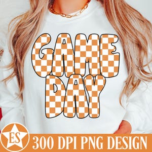 Retro-gamedag, png-bestand | Game Day-shirt png-oranje Game Day-sweatshirt png-bestand geruit Game Day-sublimatie School Game Day png-digitale download