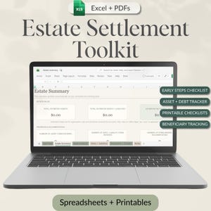 Estate Settlement Toolkit Excel Probate Guide Executor Checklist Probate Spreadsheet Probate Checklist PDF Probate Inventory Excel
