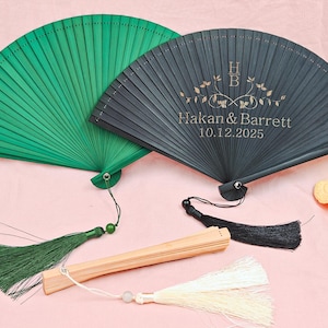 Personalisierter Bambus Fächer, Hochzeit Handfächer, geeignet für Brautjungfern Geschenke, Junggesellinnenabschied Geschenke - Geburtstagsgeschenke - Geschenke für Sie