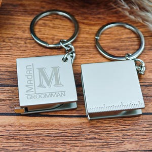 Personalized Measuring Tape Keychain, Woodworking Gift for Dad