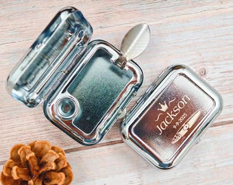 Personalized High Polish Silver Portable Pocket Ashtray-Men's Ashtray -Metal Ashtray - Groomsmen Gift - Mini Ashtray - Cigarette Accessories