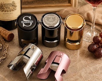 Personalized Wine Bottle Stoppers - Ideal Wedding, Anniversary & Birthday Party Favors - Groomsmen Gifts