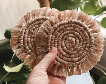Macrame Circle Coaster | Mug Rug | Circle Coaster | Table Decor | Table Coaster | Boho Coaster | Boho Table Decor |Fringe Coaster
