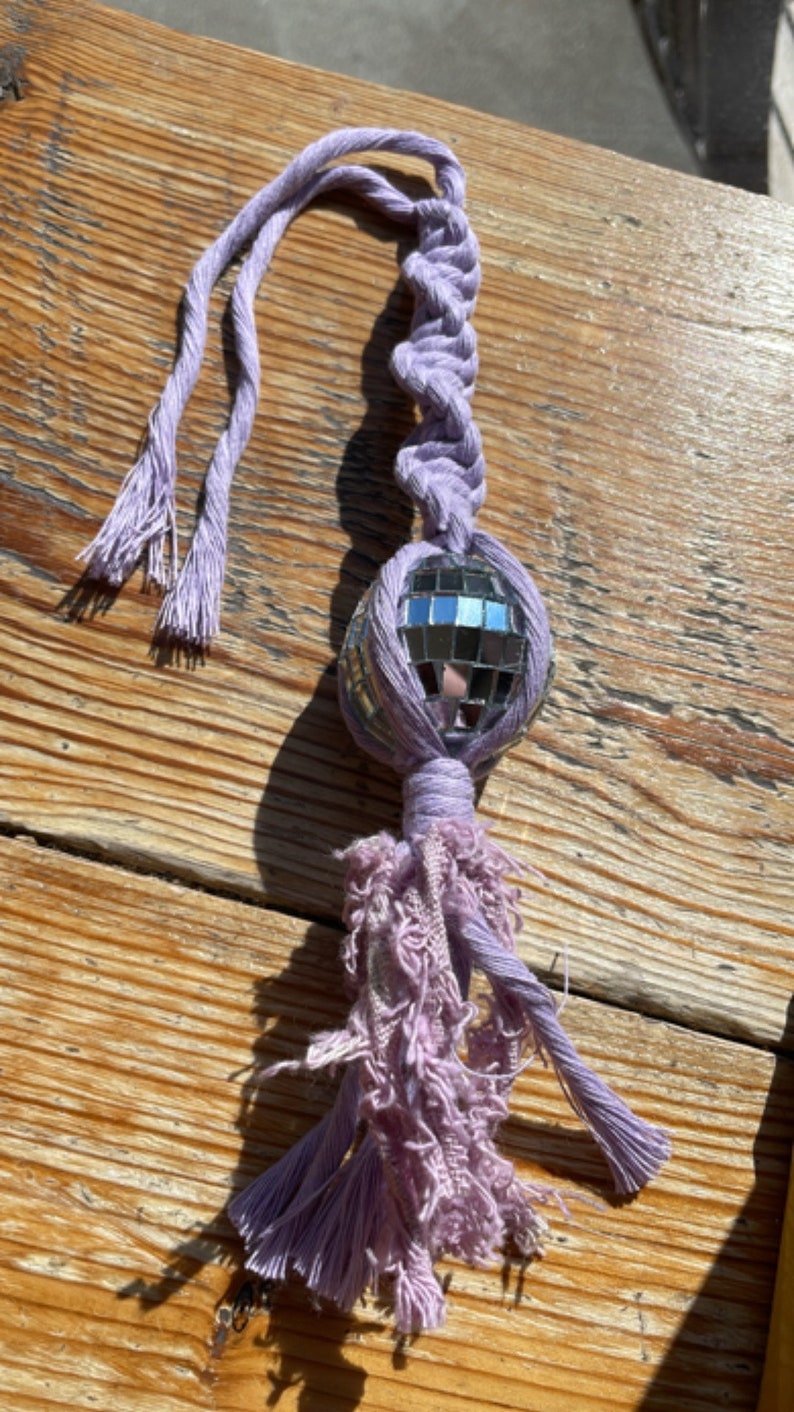 Macrame Disco Ball Car Charm Disco Ball Car Charm Car Etsy