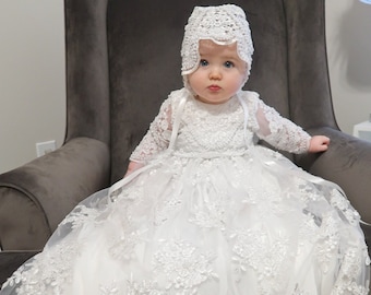 WHITE Christening dress for girl  | Baptism dress | Baby blessing dress | Baptism dress girl | Lace Christening gown girl