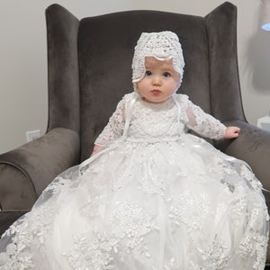 Vestidos de bautizo BLANCOS para niña / Vestido de bautizo / Vestido de bendición para bebé / Vestido de bautizo para niña / Vestidos de bautizo de encaje para niña
