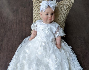 Christening clothing | Baby girl baptism dress | Christening gown girl | Baptism dress for baby girl | White Lace Christening Gown