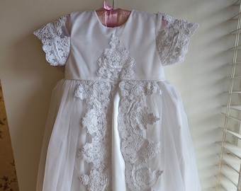 Baptism dress for baby girl | Girls christening dress | Blessing Lace Dress | Christening Outfit Matching Shoes & Headband -MILKY WHITE