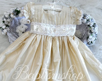 Baptism dress for baby girl, Christening dress girl, Luxury baptism dress for baby girl | Handmade| Silk | Comes with bonnet/shoes