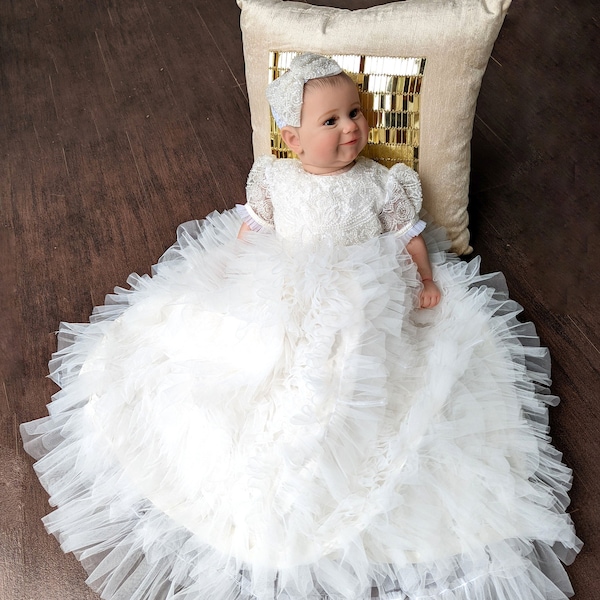 Christening gown for girl  | Baptism gown |Baby blessing dress | Baptism dress girl | Lace baptism gown girl | All sizes available