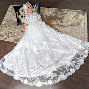 Christening gown for baby girl  | Baptism gown | Christening gown girl | Baptism dress for baby girl | Blessing dress | All sizes available
