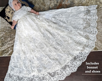 Taufkleid, paillettes, abito da battesimo con perline per bambina, abito da battesimo in pizzo, Vestido de bautizo para nina, abito da battesimo in pizzo
