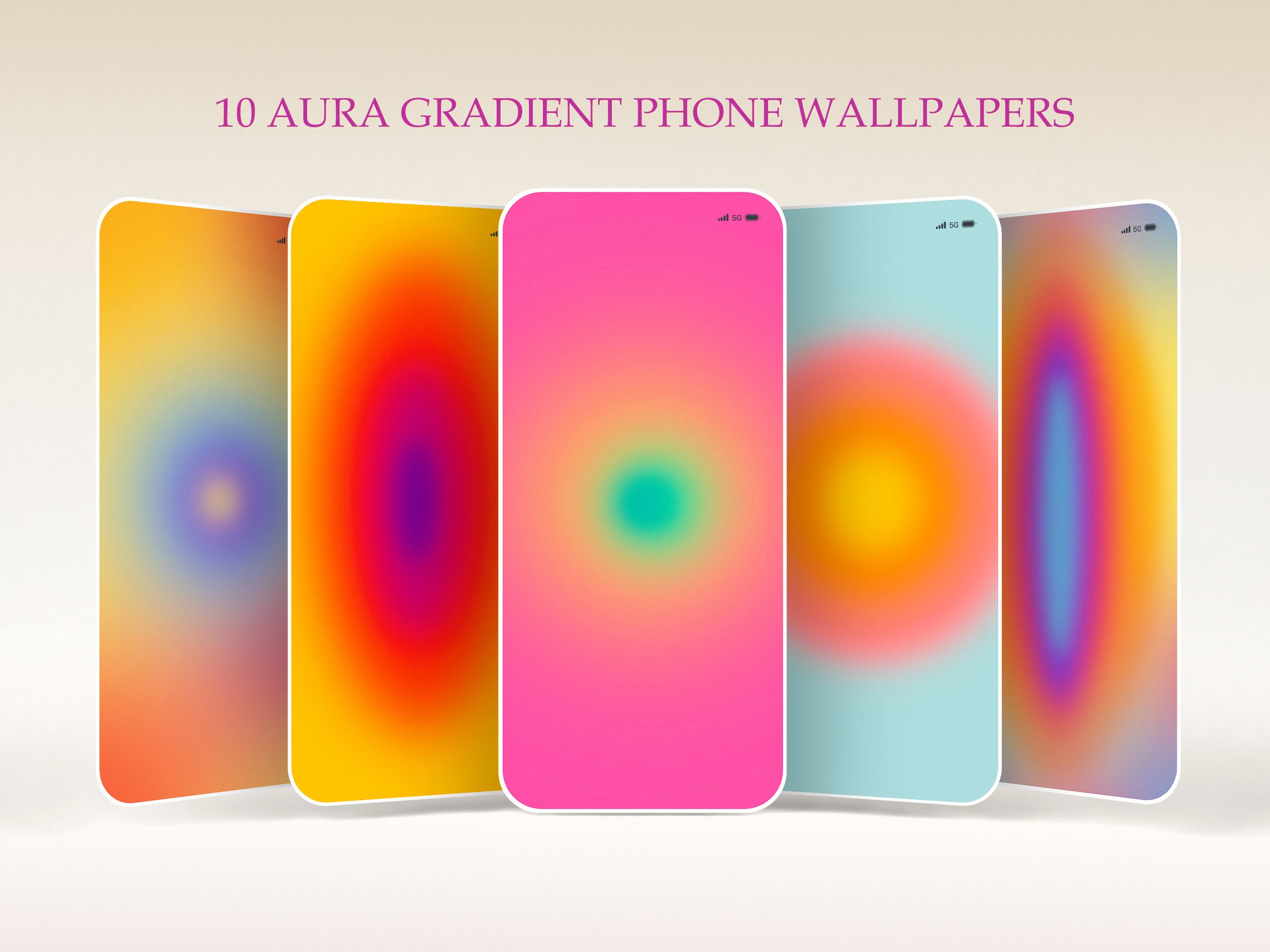 10 Aura Gradient Digital Iphone/android Wallpaper Bundle Aura - Etsy