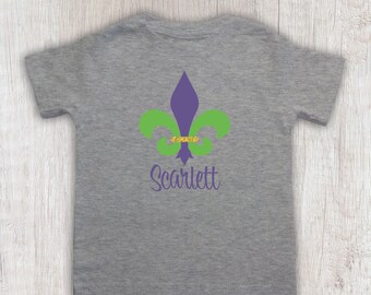 Personalized Fleur De Lis Mardi Gras Bodysuit or Tee