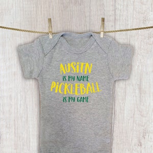 Personalized Boy Pickleball Bodysuit, Infant Sports Bodysuit, Girls Baby Shower Gift, Boys Infant Sports Creeper, Newborn Pickleball Shirt