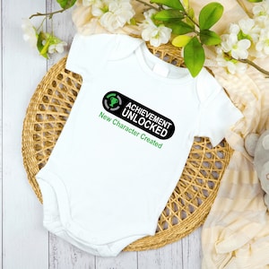 Gaming Dad Gift, Achievement Unlocked Bodysuit, Baby Clothing, Funny Creeper, Infant Coming Home Outfit, Baby Shower Gift, Gaming Baby Gift