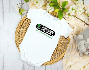Gaming Dad Gift, Achievement Unlocked Bodysuit, Baby Clothing, Funny Creeper, Infant Coming Home Outfit, Baby Shower Gift, Gaming Baby Gift