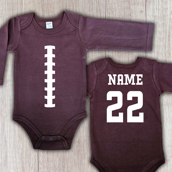 Personalized Football Bodysuit, Game Day Baby Boy Clothing, Infant Coming Home Outfit, Baby Shower Gift,  New Dads Gift, Sports Outfit