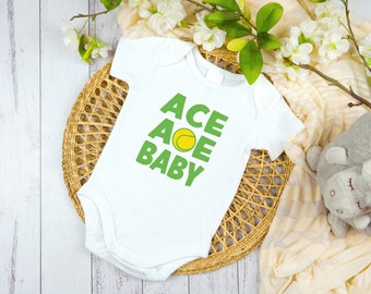 Ace Ace Baby Tennis Bodysuit, Unisex Tennis Creeper, Kids Tennis Bodysuit, Baby Shower Gift, Gift for Tennis Fan