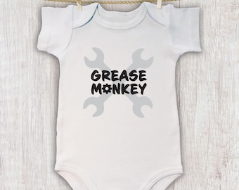 Grease Monkey Baby Bodysuit- Mechanic in Training Newborn - Garage Gearhead Gift