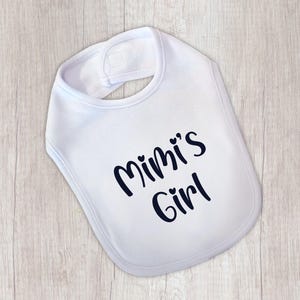 Mimi&#39;s Girl Baby Bib, Cotton Bib, Infant Bib, Baby Shower Gift, Newborn Baby Gift, Family Baby Bib, Kids Baby Bib, Girl Cotton Bib