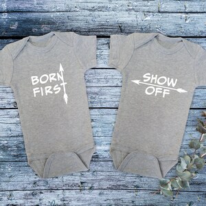 Twins Born First, Show Off Bodysuit, Baby Boy Gift, Twin Baby Girls Bodysuit, New Twin Babies Gift, Multiples, Twin Baby Boys, Infant Twins