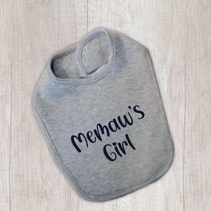 Memaw&#39;s Girl Baby Bib, Cotton Bib, Infant Bib, Baby Shower Gift, Newborn Baby Gift, Family Baby Bib, Kids Baby Bib, Girl Cotton Bib
