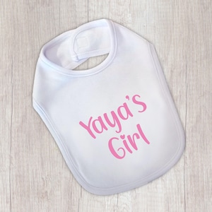 Yaya&#39;s Girl Baby Bib, Cotton Bib, Infant Bib, Baby Shower Gift, Newborn Baby Gift, Family Baby Bib, Kids Baby Bib, Girl Cotton Bib