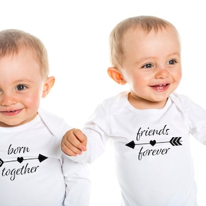Twins Born Together, Friends Forever Bodysuit, Baby Boy Gift, Twin Baby Girls Bodysuit, New Twin Babies Gift, Multiples Outfits