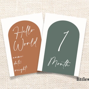Cartes d'étape boho baby | téléchargement numérique | accessoires photo | neutre du point de vue du genre | cartes de croissance | photos de nouveau-né